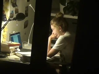 eavesdrop cute teen with inseparable cam masturbation after homework